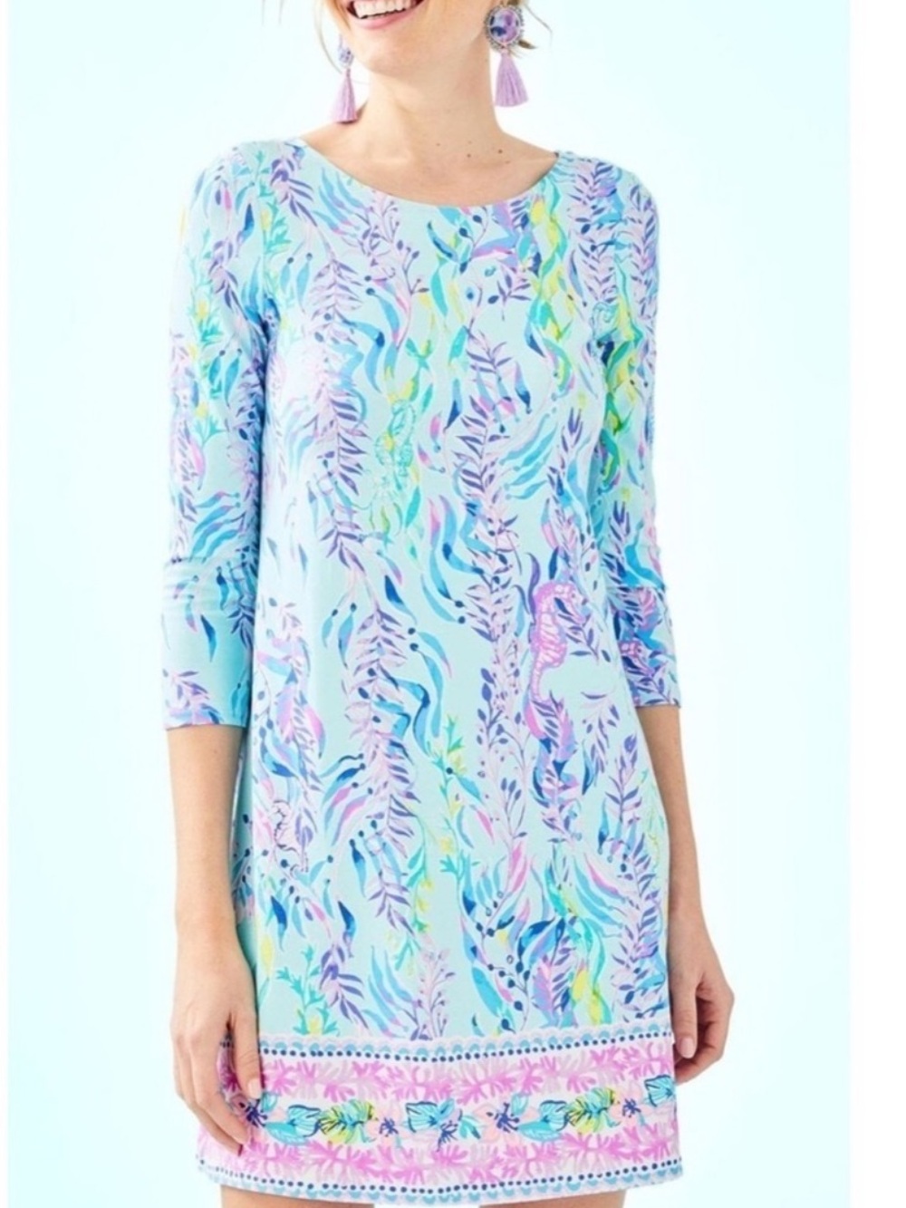 Lilly Pulitzer Ophelia Swing Dress Blue Oasis Swim Shady Size L